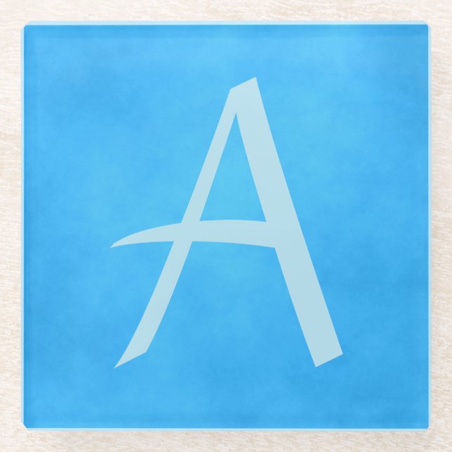 Dessous-de-verre En Verre Beauté du Monogramme bleu (Devant)