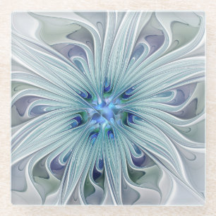 Dessous-de-verre En Verre Beauté florale Abstraite moderne Blue Pastel Flowe