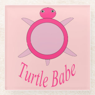Dessous-de-verre En Verre Bébé Tortue rose mignonne