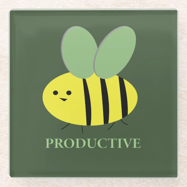 Dessous-de-verre En Verre Bee Productive, Green (Devant)
