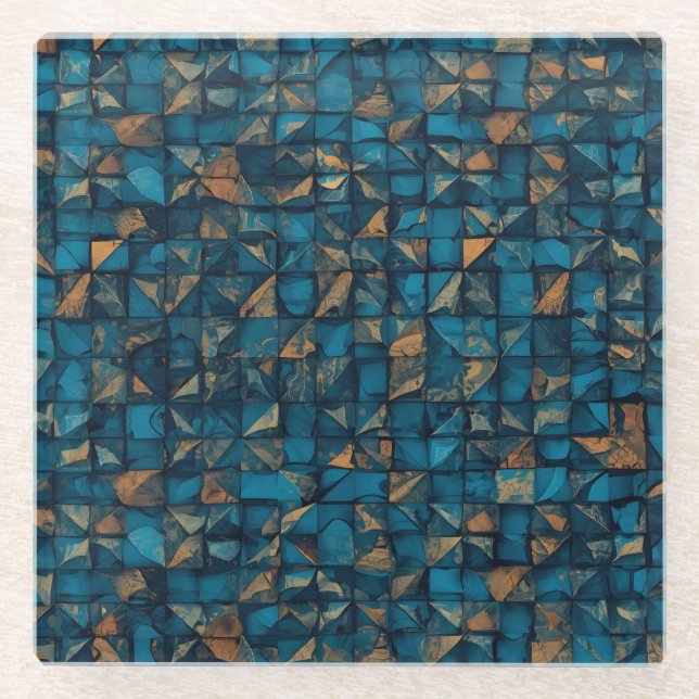 Dessous-de-verre En Verre Bel Effet Patchwork en Tiel foncé (Devant)