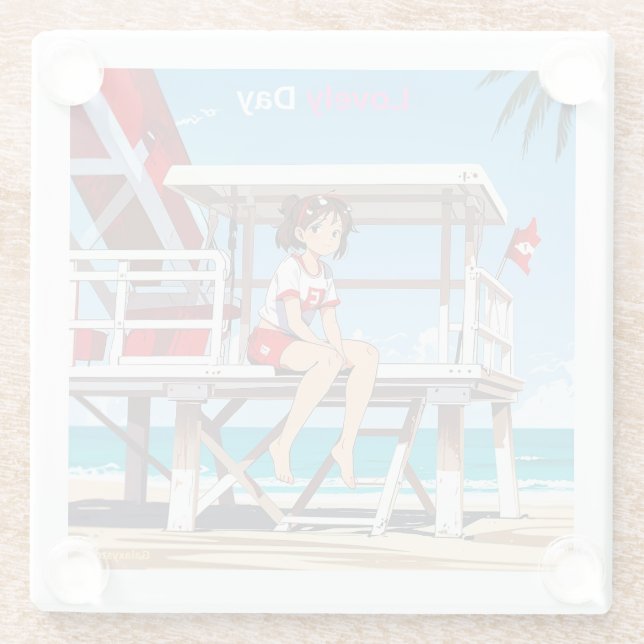 Dessous-de-verre En Verre Belle journée avec moi sur Sunny Beach. Dessous-de (Dos)