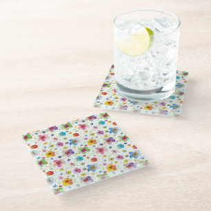Dessous-de-verre En Verre Belle Motif de Fleur moderne colorée