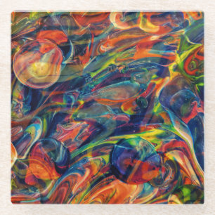 Dessous-de-verre En Verre Belle œuvre d'art abstrait colorée