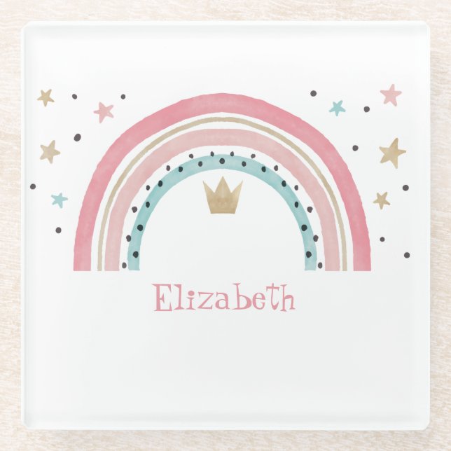 Dessous-de-verre En Verre Belles étoiles arc-en-ciel (Devant)