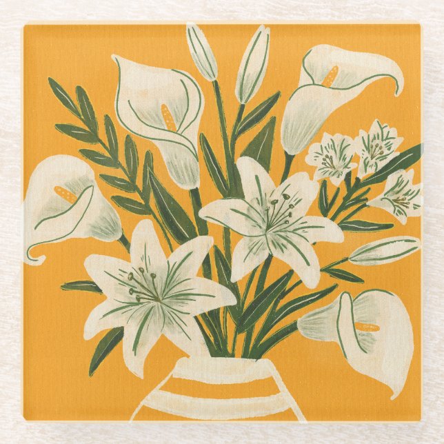 Dessous-de-verre En Verre Belles Fleurs (Devant)