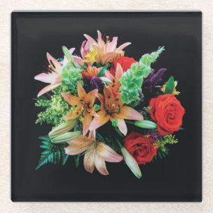 Dessous-de-verre En Verre Belles Fleurs Jeter Oreiller