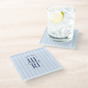 Dessous-de-verre En Verre Bénédictions en fleurs ici Bleu Baby Shower Mari