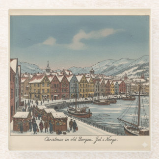 Dessous-de-verre En Verre Bergen, Norvège Tapis de Noël