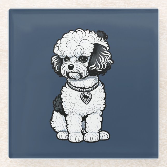 Dessous-de-verre En Verre Bichon Frise (Devant)