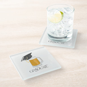 Dessous-de-verre En Verre Bière Graduate Avec Grad Casquette Grad Graduation