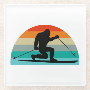 Dessous-de-verre En Verre Bigfoot Telemark Ski Arc-en-ciel