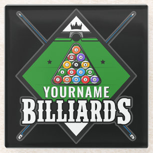Dessous-de-verre En Verre Billard personnalisé NOM Cue Rack Pool Room