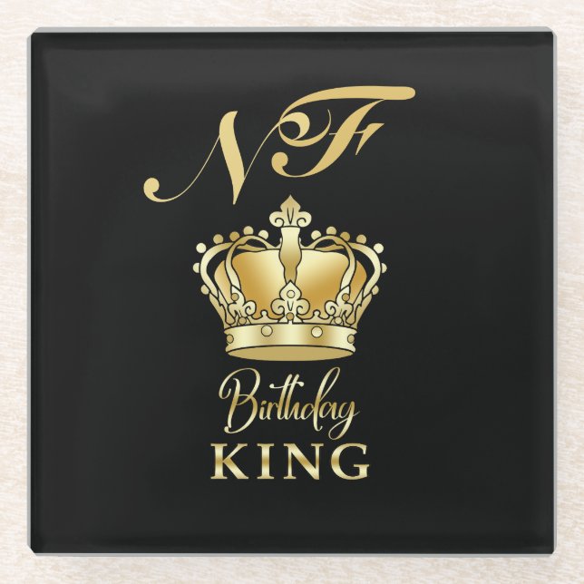 Dessous-de-verre En Verre Birthday King Gold Crown Royal Monogram Luxury (Devant)