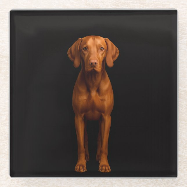 Dessous-de-verre En Verre Black 4 Luxe Glass coaster, Agile Vizsla Dog (Devant)