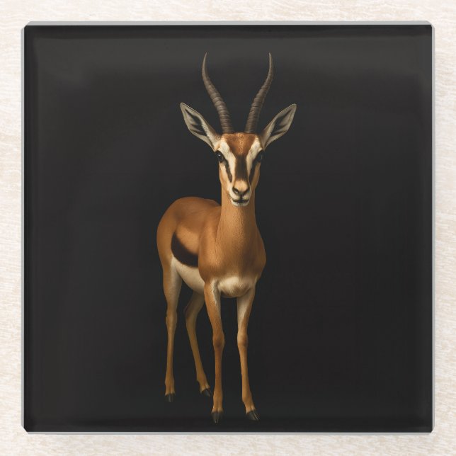 Dessous-de-verre En Verre Black 4 Luxe Glass coaster, Elegant Gazella (Devant)