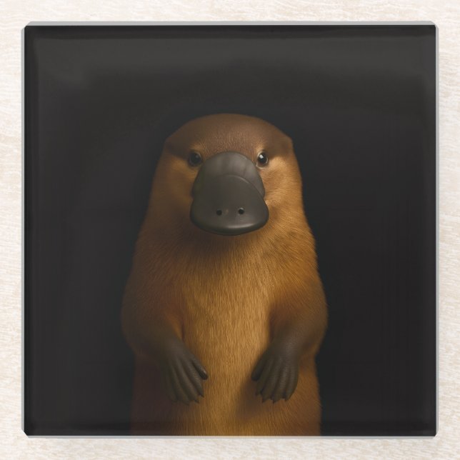 Dessous-de-verre En Verre Black 4 Luxe Glass coaster, Elegant Platypus (Devant)