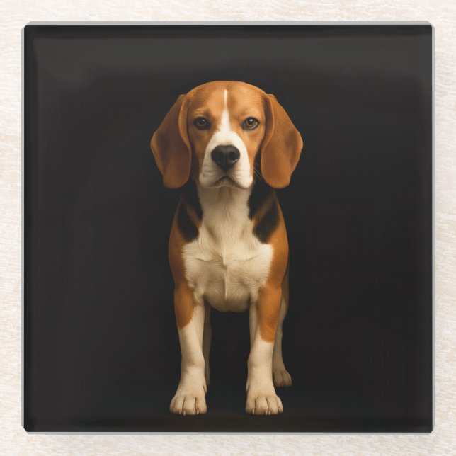 Dessous-de-verre En Verre Black 4 Luxe Glass coaster, Kind Beagle (Devant)