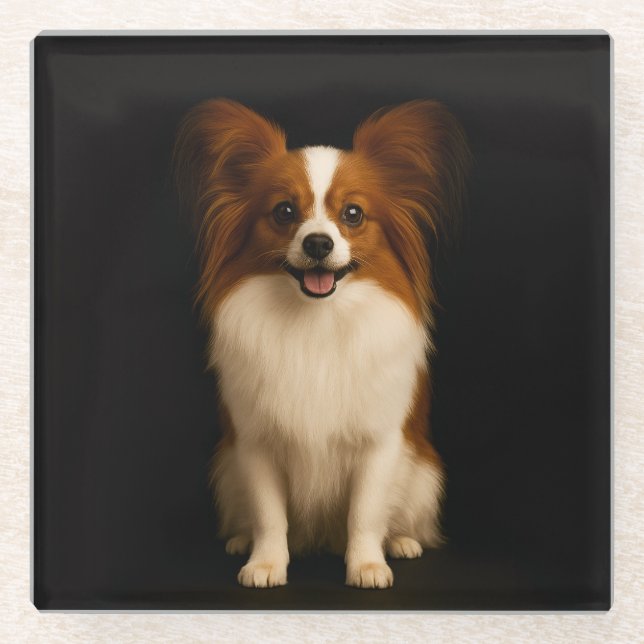 Dessous-de-verre En Verre Black 4 Luxe Glass coaster, Refined Papillon (Devant)