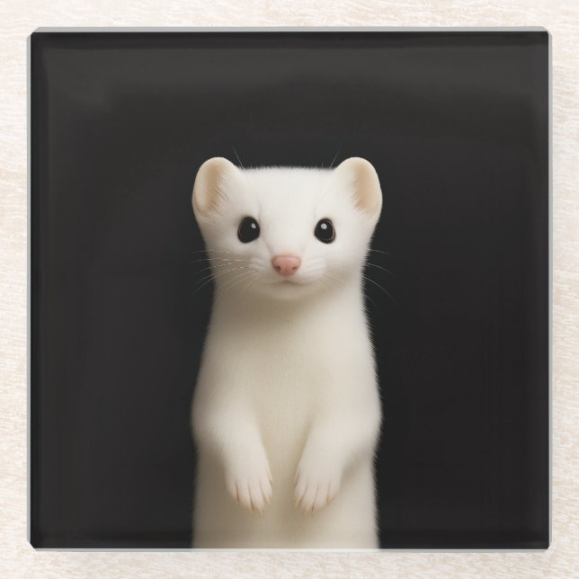 Dessous-de-verre En Verre Black 4 Luxe Glass coaster, Stylish Ermine (Devant)