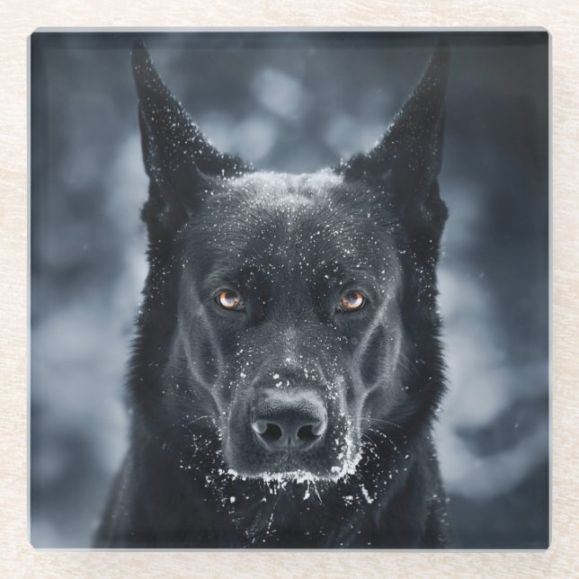 Dessous-de-verre En Verre Black German Shepherd (Devant)