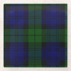 Dessous-de-verre En Verre Black Watch Tartan bleu vert Plaid