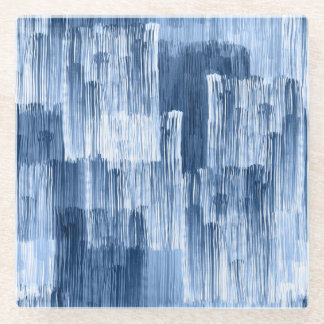 Dessous-de-verre En Verre Bleu Aquarelles : Motif géométrique