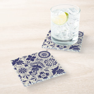 Dessous-de-verre En Verre Bleu du Nil Décoratif Talavera Traditionnelle Mexi