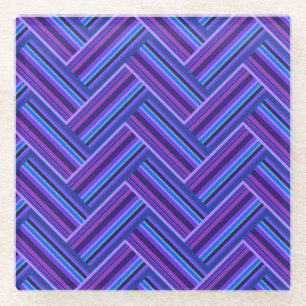 Dessous-de-verre En Verre Bleu et violet rayures double tissage