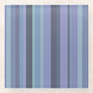 Dessous-de-verre En Verre Bleu-gris, bandes horizontales