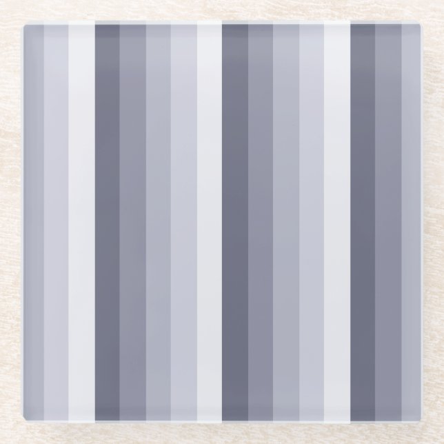 Dessous-de-verre En Verre Bleu gris rayures (Devant)