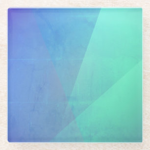 Dessous-de-verre En Verre Bleu moderne Aqua & Turquoise Dégradé Géométrique