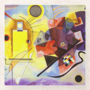 Dessous-de-verre En Verre Bleu rouge jaune Kandinsky peinture Abstraite