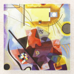 Dessous-de-verre En Verre Bleu rouge jaune Kandinsky peinture Abstraite