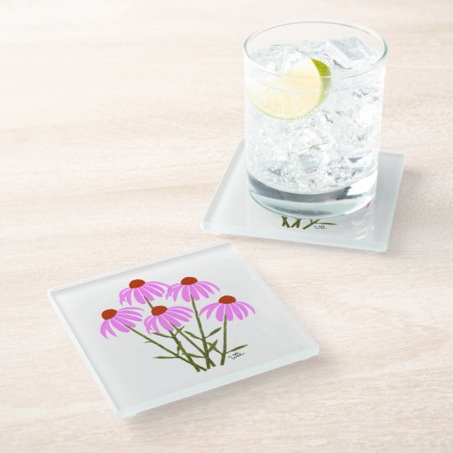Dessous-de-verre En Verre Bleuets pourpres (Incliné)