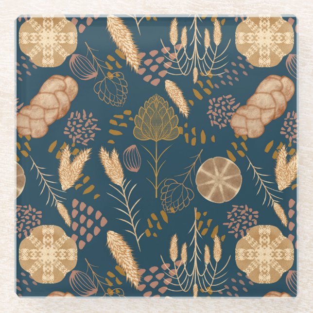 Dessous-de-verre En Verre Bliss de boulangerie : Pain et orge d'art, Turquoi (Devant)