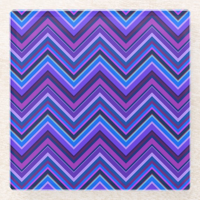 Dessous-de-verre En Verre Blue and purple zigzag (Devant)