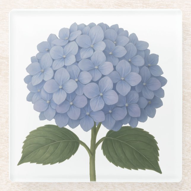 Dessous-de-verre En Verre Blue Hydrangea Botanical Illustration Design (Devant)