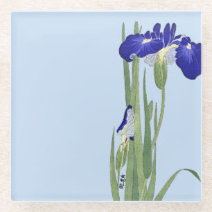 Dessous-de-verre En Verre Blue Irises par Ohara Koson