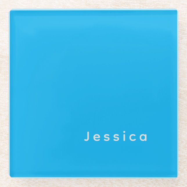 Dessous-de-verre En Verre Blue Modern Elegant Plain Simple Professional Name (Devant)
