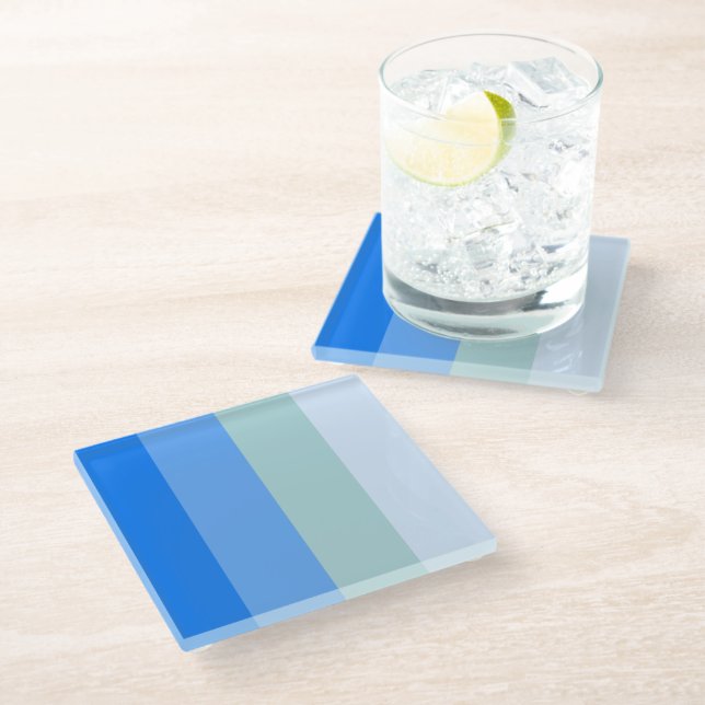 Dessous-de-verre En Verre Blue Stripes Maritime (Incliné)
