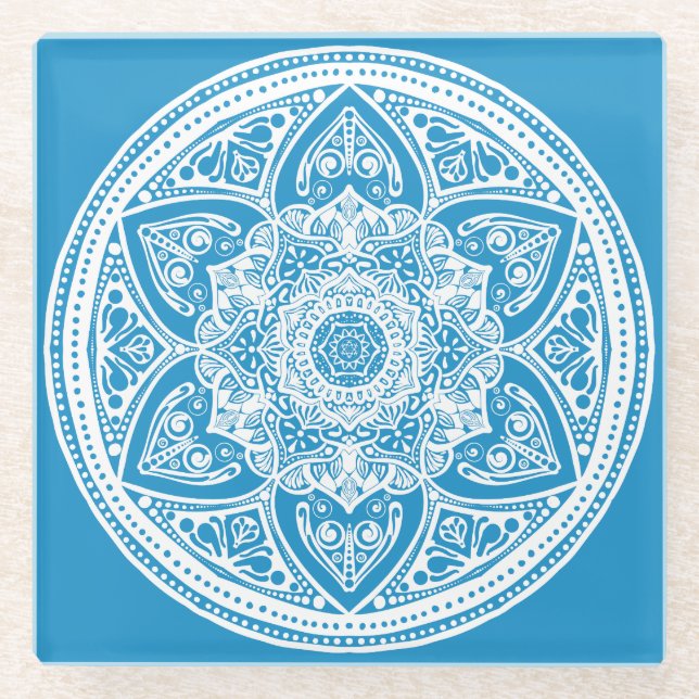 Dessous-de-verre En Verre Bluebird Mandala (Devant)