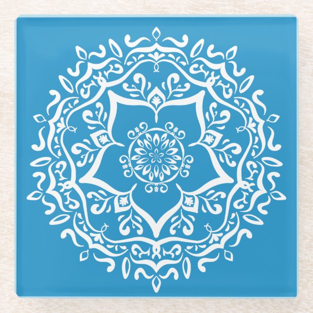 Dessous-de-verre En Verre Bluebird Mandala (Devant)