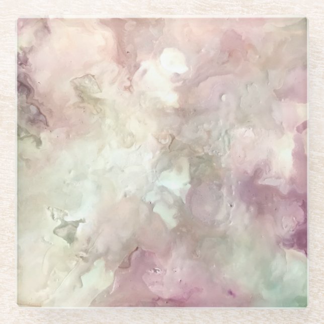 Dessous-de-verre En Verre Blush ou Rose" (Devant)