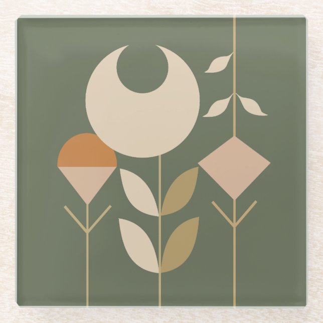 Dessous-de-verre En Verre Boho Abstrait Lily (Devant)