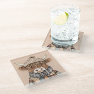 Dessous-de-verre En Verre Boho Cute Highland Cow en crème Casquette