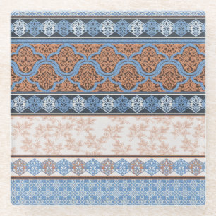 Dessous-de-verre En Verre Boho Floral Stripes : Ethnic Seamless Collection