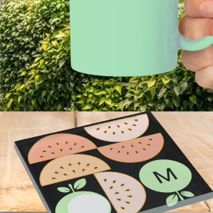 Dessous-de-verre En Verre Boho Géométrique Moderne du Milieu du Siècle Fruit