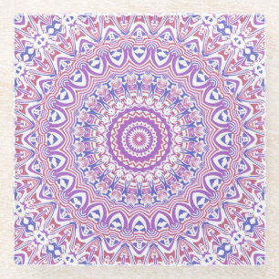 Dessous-de-verre En Verre Boho Hippie Funky Groovy Bohémien Kaléidoscope