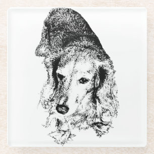 Dessous-de-verre En Verre Boire avec du cran – Dachshund